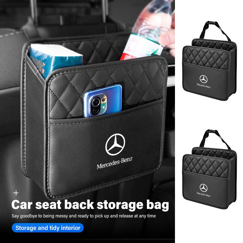 Car Storage Box Phone Pocket Back Seat Organizer Hanging Bag For Mercedes Benz C180 C300 W124 W176 W177 C200 C260 GLC CLE CLA