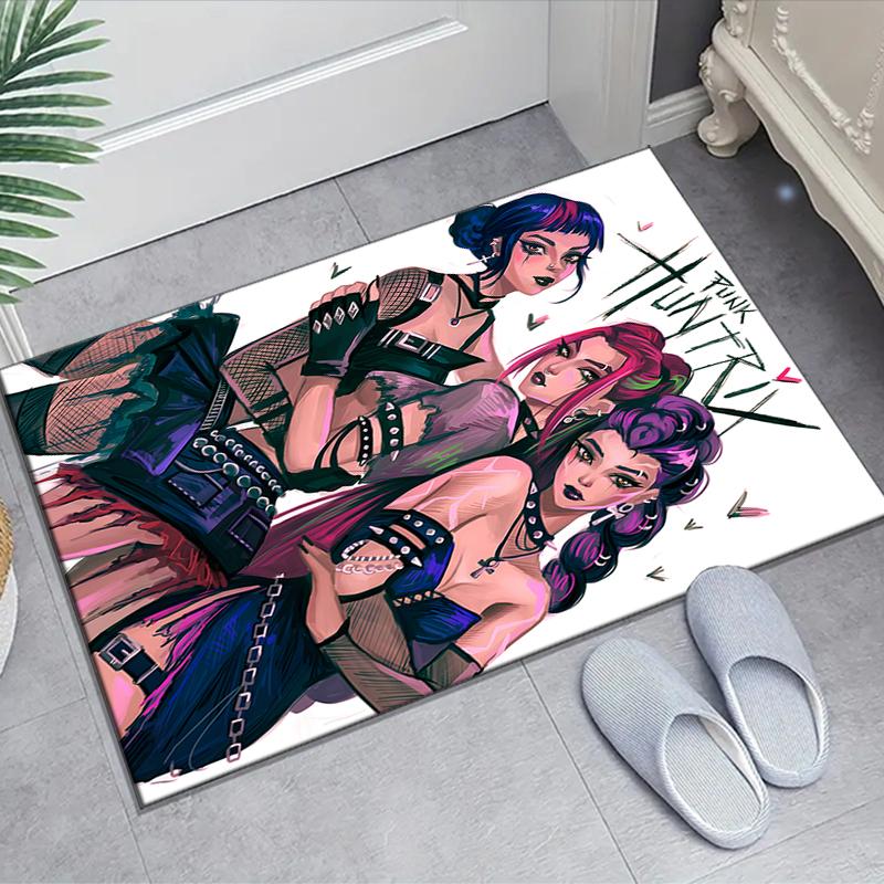 1pc KPop Demon Hunters5 Design Area Rug - Non-Slip, Soft & Cozy Floor Mat for Living Room, Bedroom, Office - Indoor/Outdoor Decorative Carpet