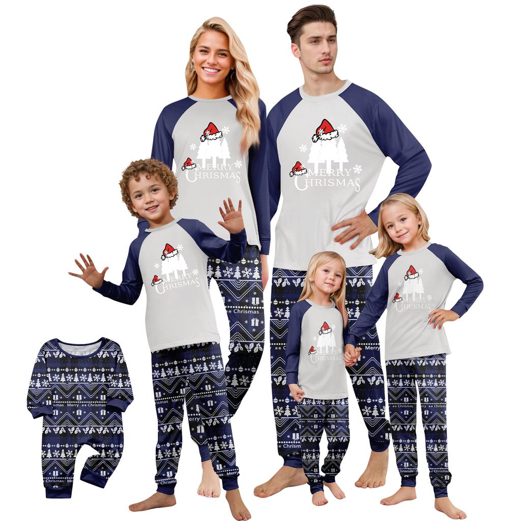 Print Cute Family Set Pajamas, Home Clothes, Family Set Long Sleeve Top Pants Set