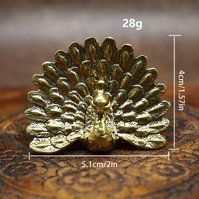 

1pcs Brass Peacock Statue Vintage Animal Figurine Tabletop Decoration Crafts Home Decor