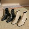 H376-1 autumn and winter new niche black short boots small square head high heel thin women's shoes short tube rear zipper fashion boots