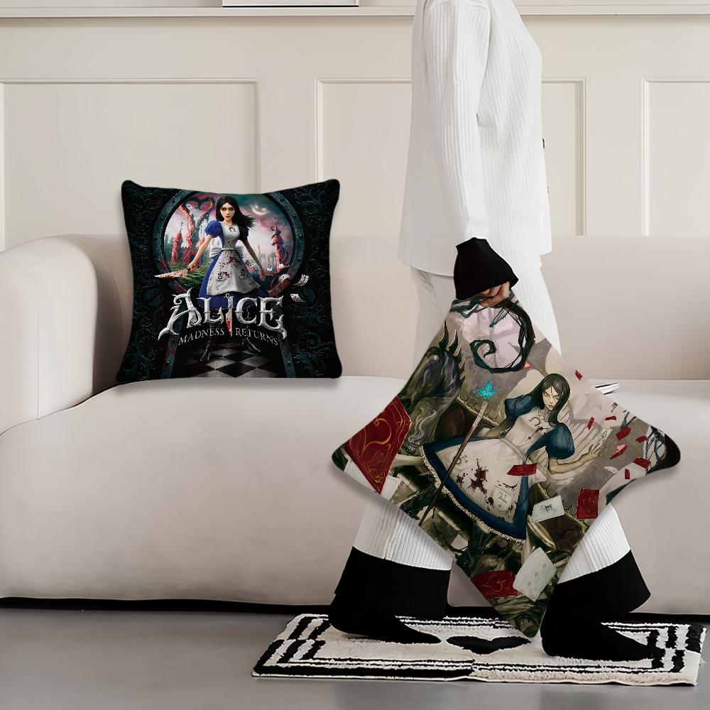 Movie A-Alice Madness Returns Cushion Cover Pillow Case Pillowcase Soft Skin Friendly & Comfortable with a Hidden Zipper