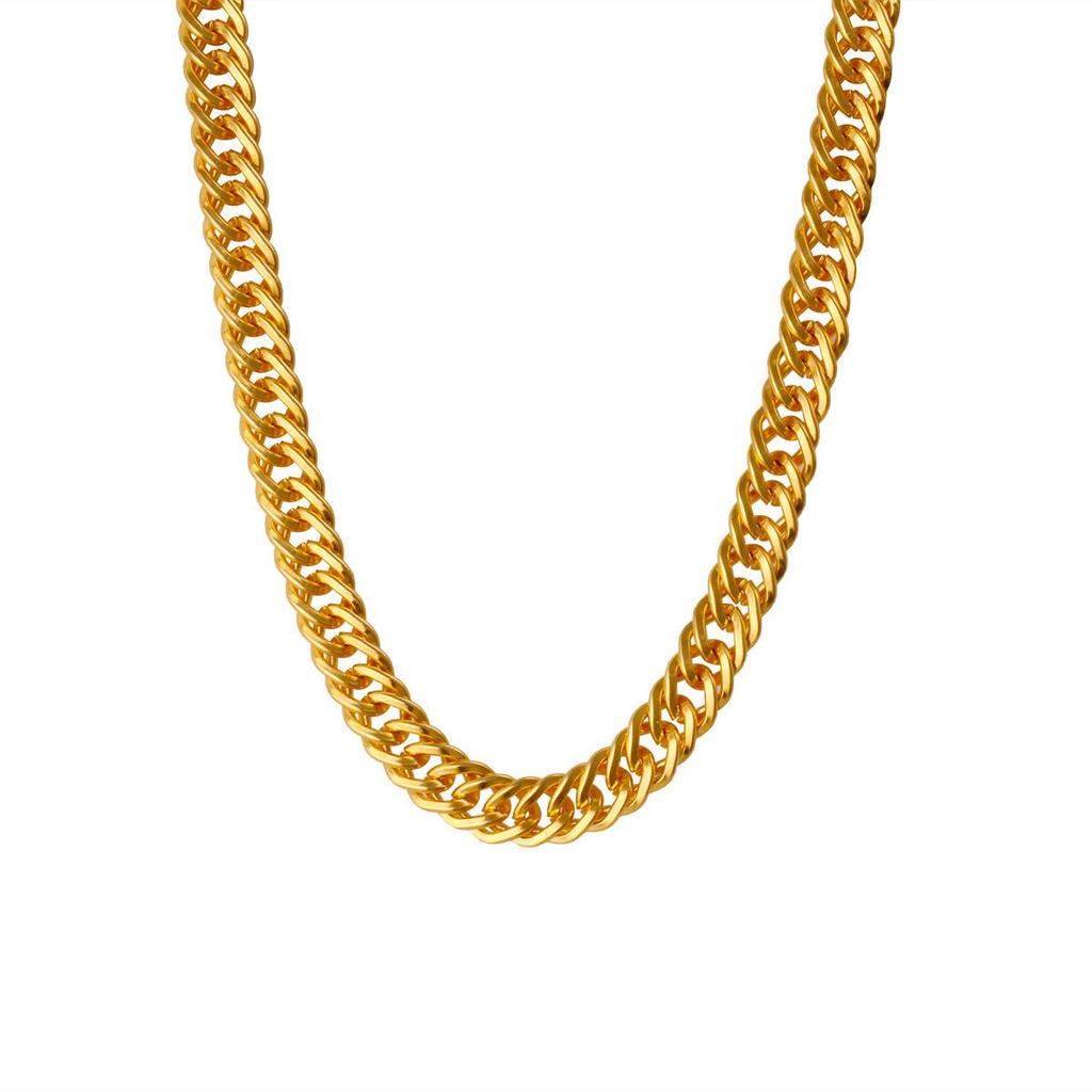 2026 Nuovo Stile 7mm Catena Liscia Cuban Link - Stile Boss Gioielli Hip Hop in Oro Imitazione