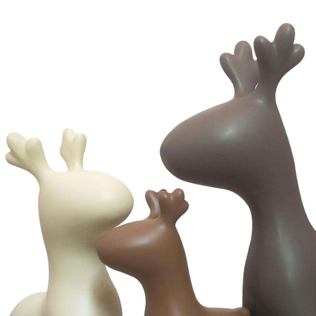 Home Décor Elk Family Matte Finish Ceramic Figurines - (Set of 3, Matte Brown)