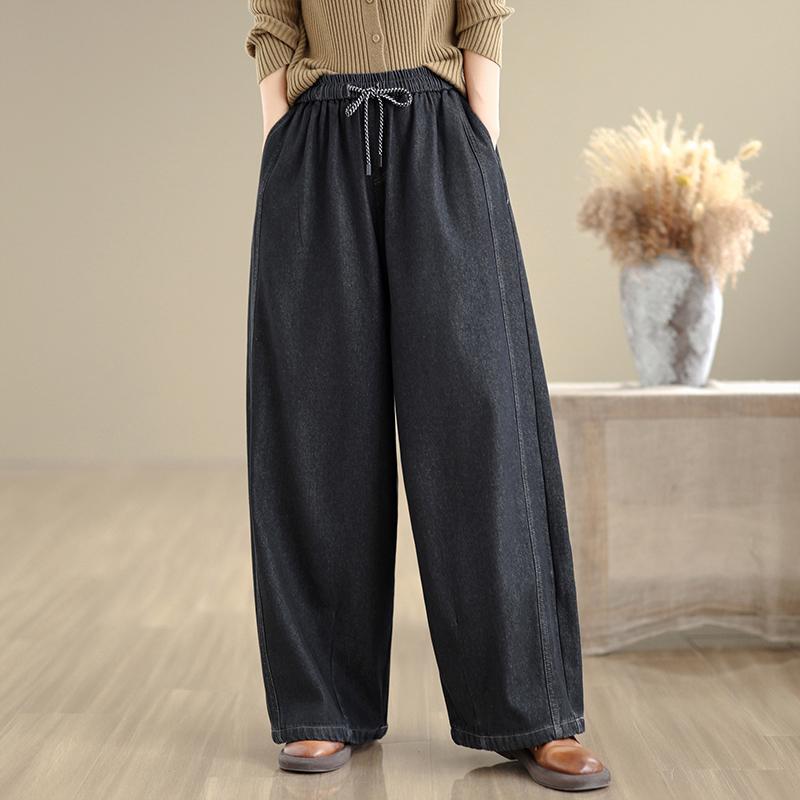 DIMANAF 2025 Autumn Winter Plus Size Jeans Thicken New Women Vintage Cotton Denim Long Pants Flocking