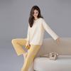 Women's Pure Cotton Pajamas with Chest Pad - Long Sleeve, Plus Size, for Autumn/Winter. Wearable Outdoors, Loose Fit Homewear.