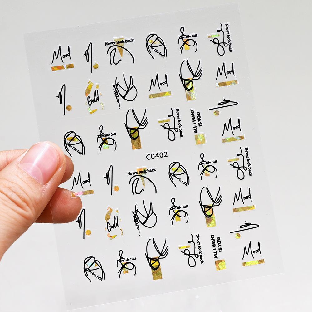 Stripe Abstract Mix And Match Nail Art Sticker Adhesive 3D Line Simple Retro Girl Nail Decoration Sticker