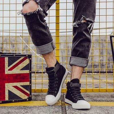 Men Shoes High Top Canvas Shoes Outdoor Breathable Walking Shoes Fashion Lightweight Sneakers Non-slip Flat Casual Shoe Tenis