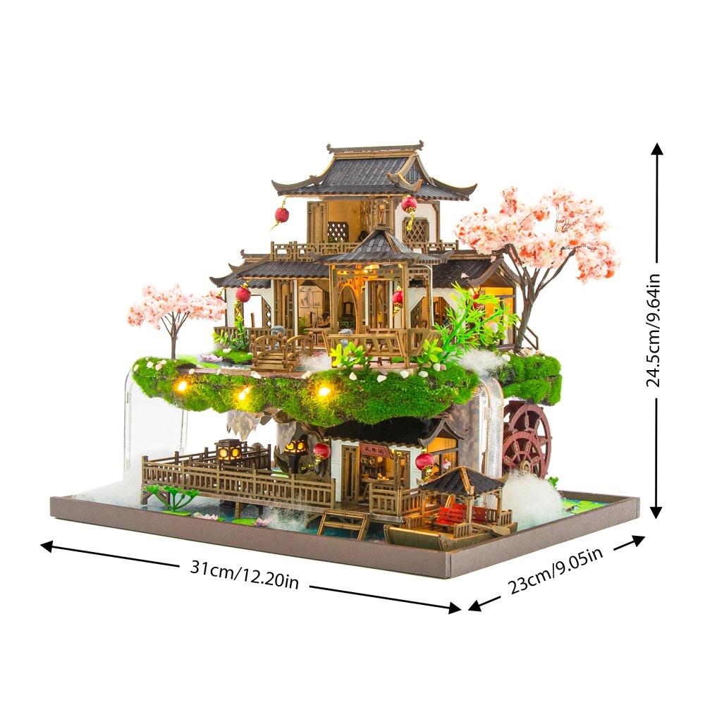 Dřevěné domečky pro víly pro kutily Miniaturní stavebnice Starověký čínský domeček pro panenky Casa s nábytkem 3D puzzle jako dárky pro přátele