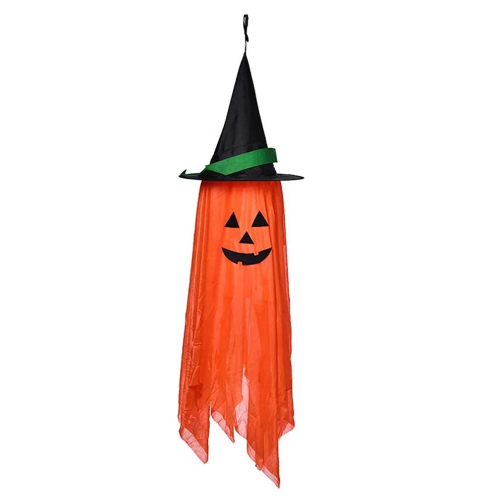 1pc Halloween Decorations for Home, Pre-Installed Orange Pumpkins Wizard Hat Outdoor Fall Decor, Hanging Pumpkin Witch H