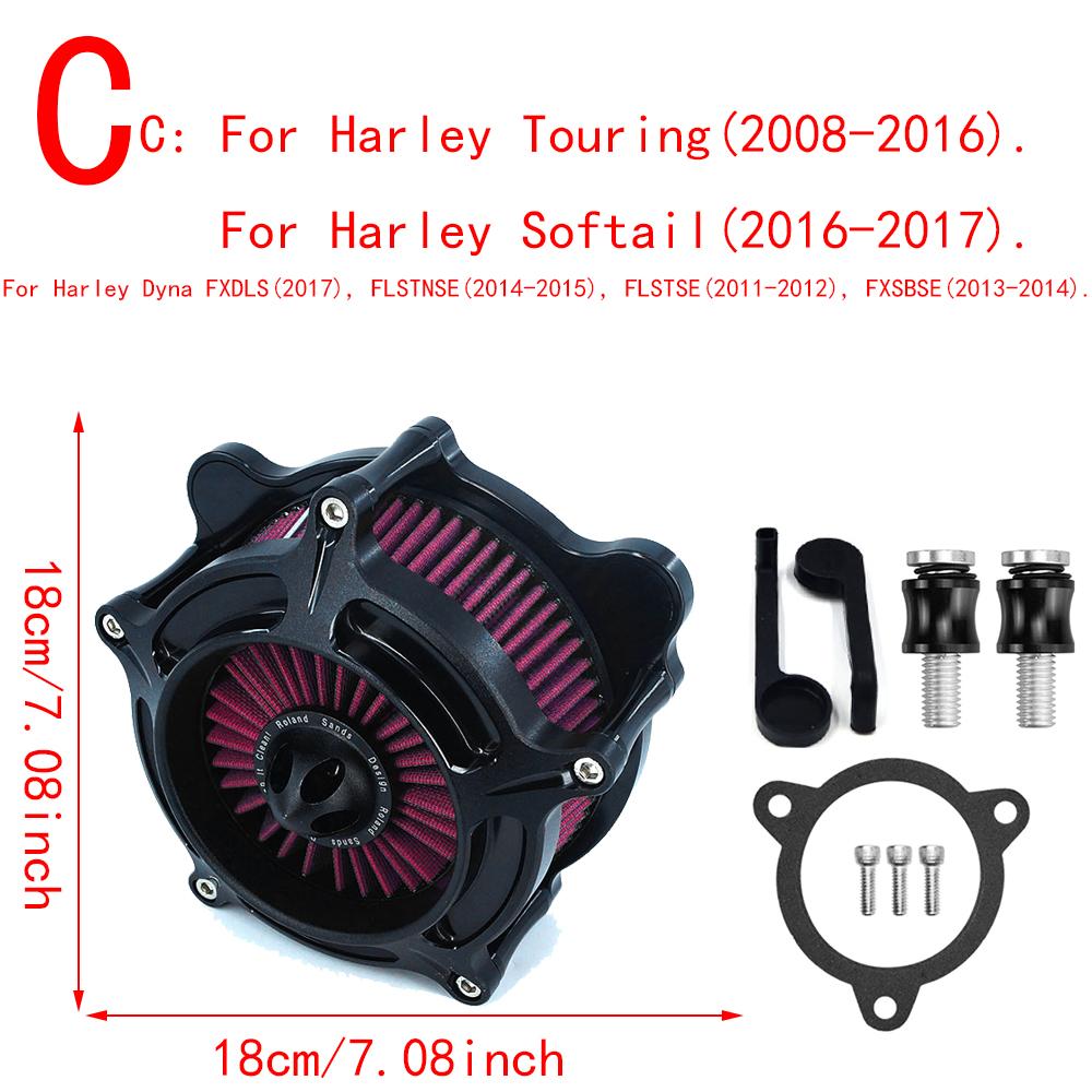 RSD Turbine Air Cleaner Matte Black Intake Filter For Harley Sportster XL 883 Dyna V-Rod Softail Fat Boy Touring Ultra FLHR FLHX