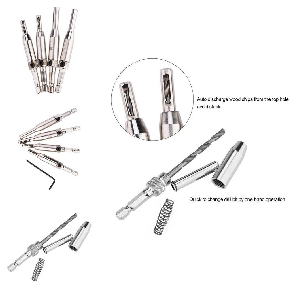 Premium Quality 4x Hex Shank Self Centering Door Window Hinge Twist Wood Drill Bit Hole Puncher With Brass Body
