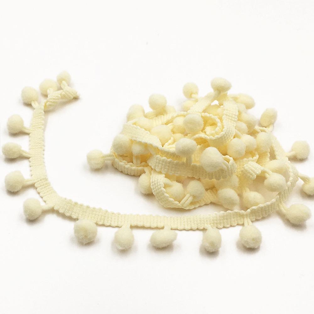20 ярдов Мини Размер Помпон Бахрома Лента Подушка Украшение Мини Жемчужный Помпон Домашнее Украшение бежевый