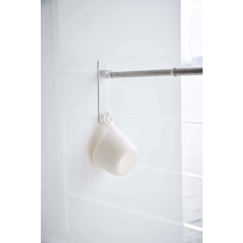 Yamazaki Magnetic Bathroom Clothes Drying Pole Holder (Set of 2), White, Approx. 6cm W x 3.5cm D x 23cm H, Mist, Bathroom Drying, Indoor Drying, 4917