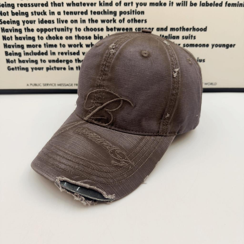 American retro washed old baseball cap embroidered B letter soft top cap men's and women's face small trendy hat