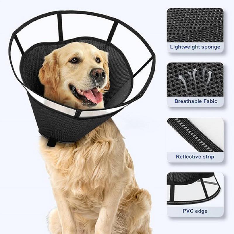 Hunde-Erholungskragen Verstellbarer Hunde-Erholungs-Weichkragen Wundpflege Sichtbarer Verband Anti-Leck-Schutz Atmungsaktives Haustierhalsband Anti-Biss Für