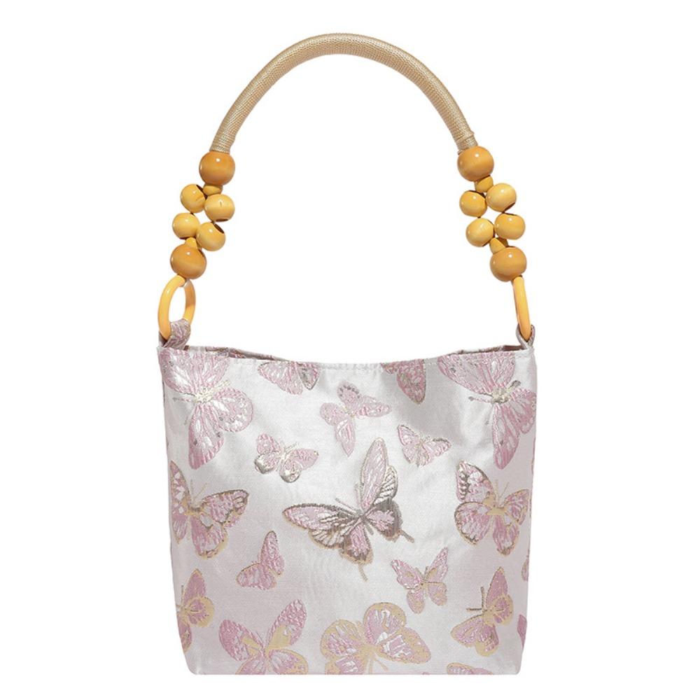 Large Capacity Chinese Style Handbag Butterfly Retro Underarm Bag Embroidery Shoulder Bag Shopping Style A