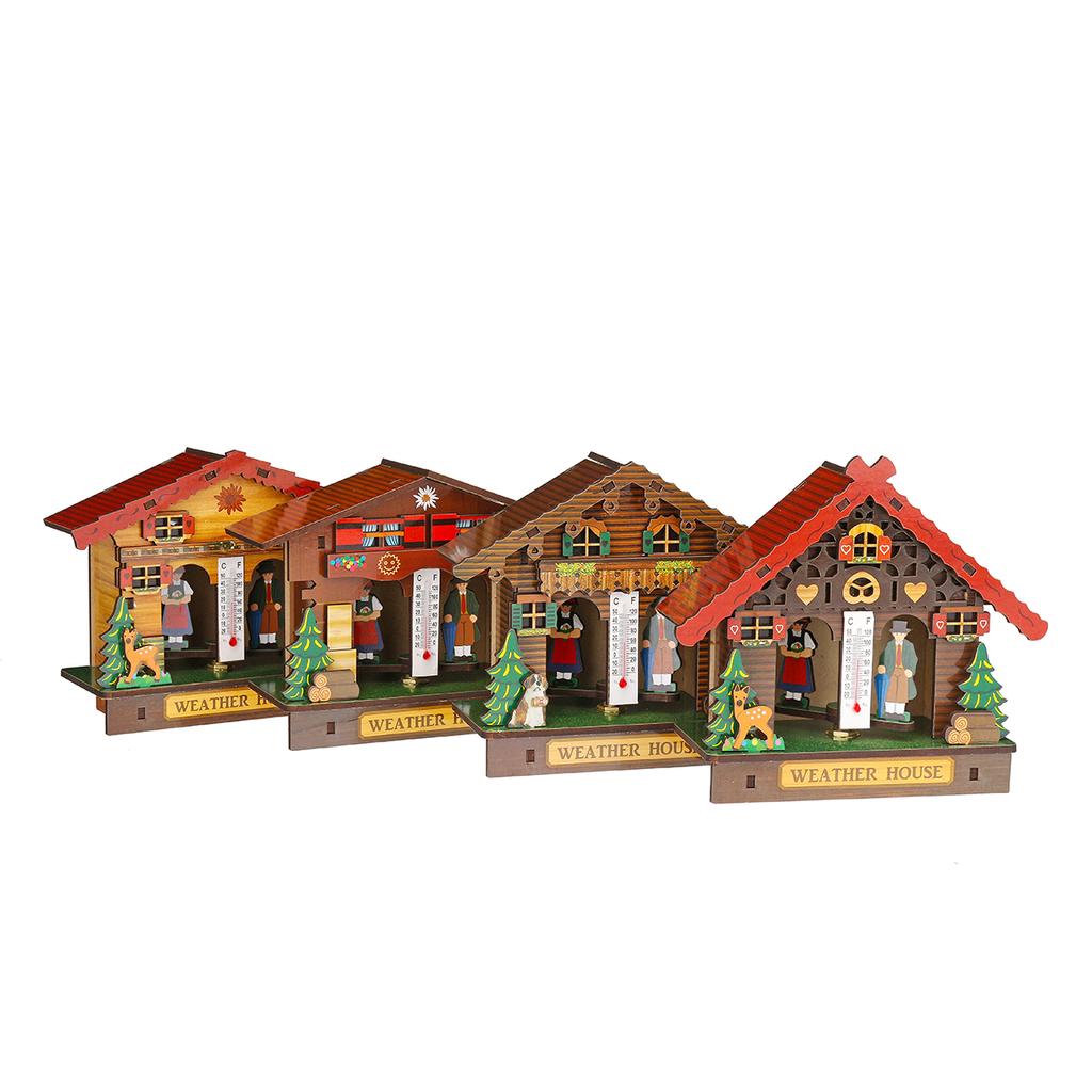 Maison Météo En Bois Avec Thermomètre Et Hygromètre – Déco Murale Design Pour Maison & Bureau