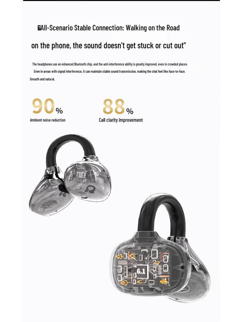 Q108 True Wireless Clip-On Bluetooth Headphones: Comfortable, Long Battery Life, Ideal for Sports