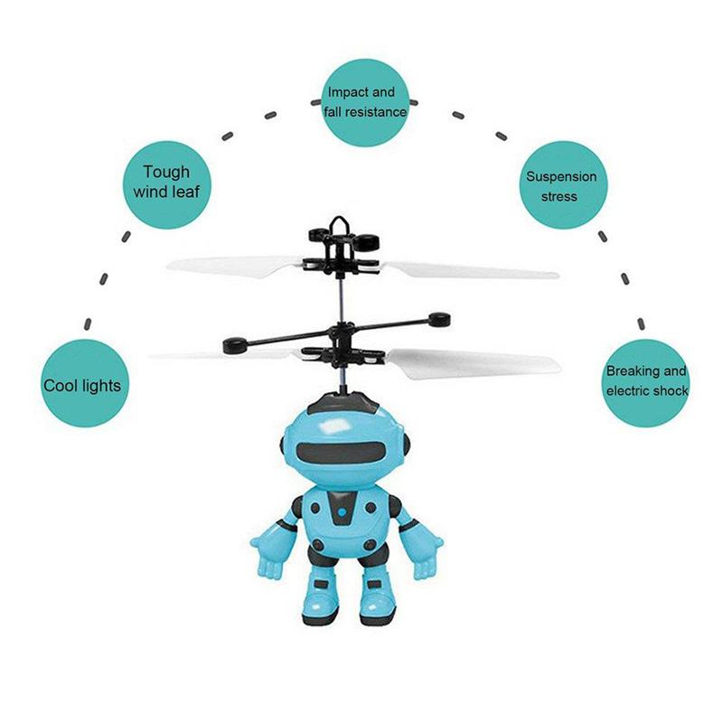 Mini Electric Fly Robot RC Airplane Infrared Induction USB Charging Plastic Toys for Kid Xmas Gifts