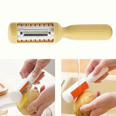2 In 1 Multi-functional Peeler With Washing Brush Vegetable Fruit Peeler Scrub Cucumber Potato Peeler Apple Fruit Scratcher Household