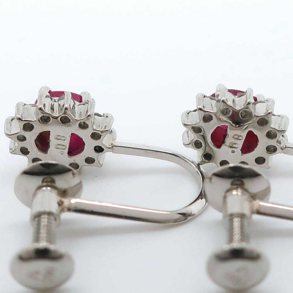 Earring Pt900Platinum/Ruby/diamond 2.2g Women Used