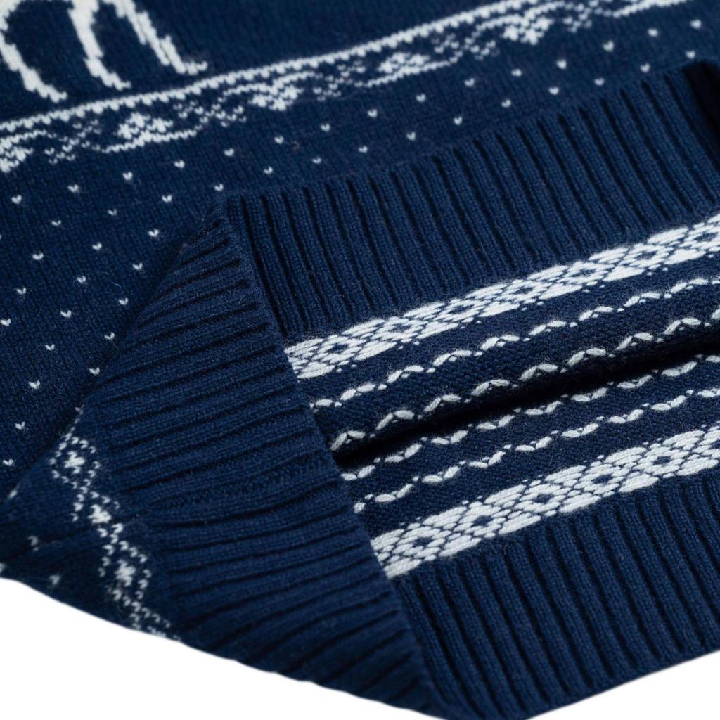 Polo Ralph Lauren FW23 Christmas Reindeer Pattern Wool Crew Neck Sweater Men Sweater Dark-Blue 710858358-001