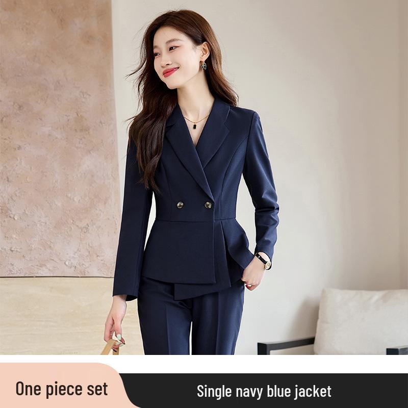 Women's Spring/Autumn Professional Suit Set - Formal Wear for Jewelry Stores, Beauty Salons, Hotel Reception, Cotton-Padded Workwear.