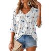 Women's Floral Print V-Neck Blouse Lightweight for Spring and Summer