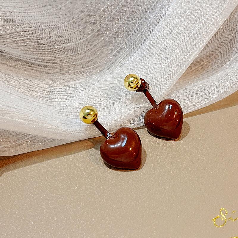 Stylish Heart-shaped Earrings for Daily Wear, Metal Bead Vintage Heart Earrings for Women