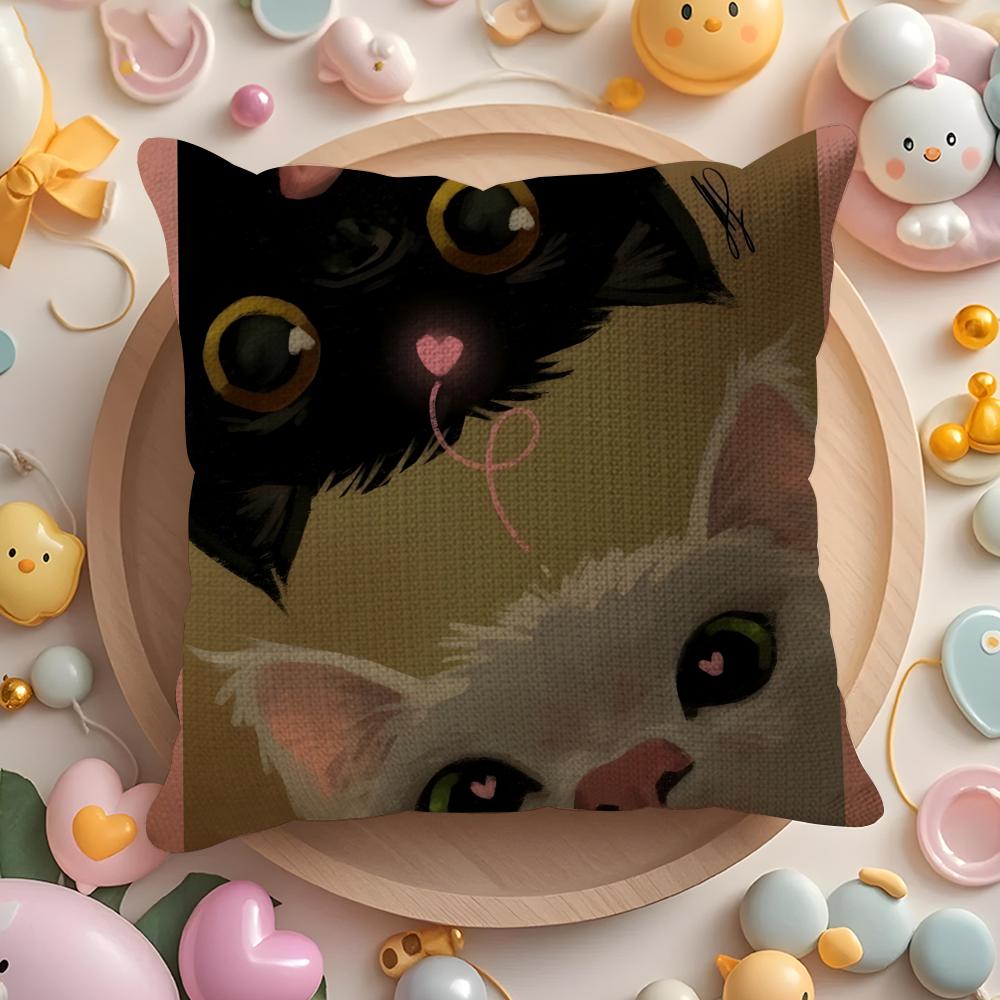 

Cute Funny Cats In Internet Pillow Case Pattern Printed Pillowcase for Living Room Sofa Cushion Cover & Bedroom Decor 12x12Inch