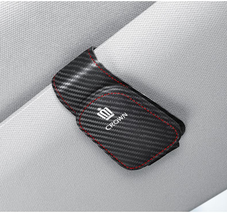 Car Accessories Sun Visor Sunglasses Holder PU leather Glasses Clip For Toyota Corolla Yaris Aygo Prius CHR Camry Auris Avensis