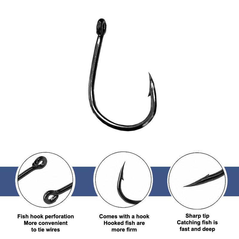 Fishhooks Strong Sharp Silver Circle Fishhook 3#-12# Jig Barbed Pesca Portable Fishing Tackle Accessories Sea Fishing Set