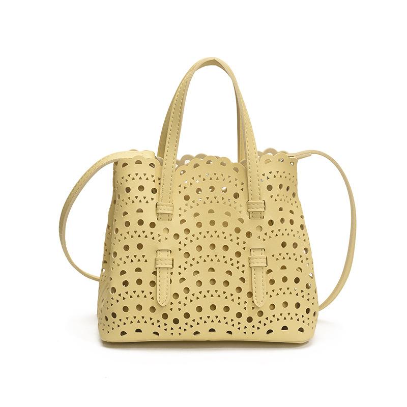 Niche design new engraved portable tote bag summer shoulder hollow vegetable basket bag women's bag messenger bag