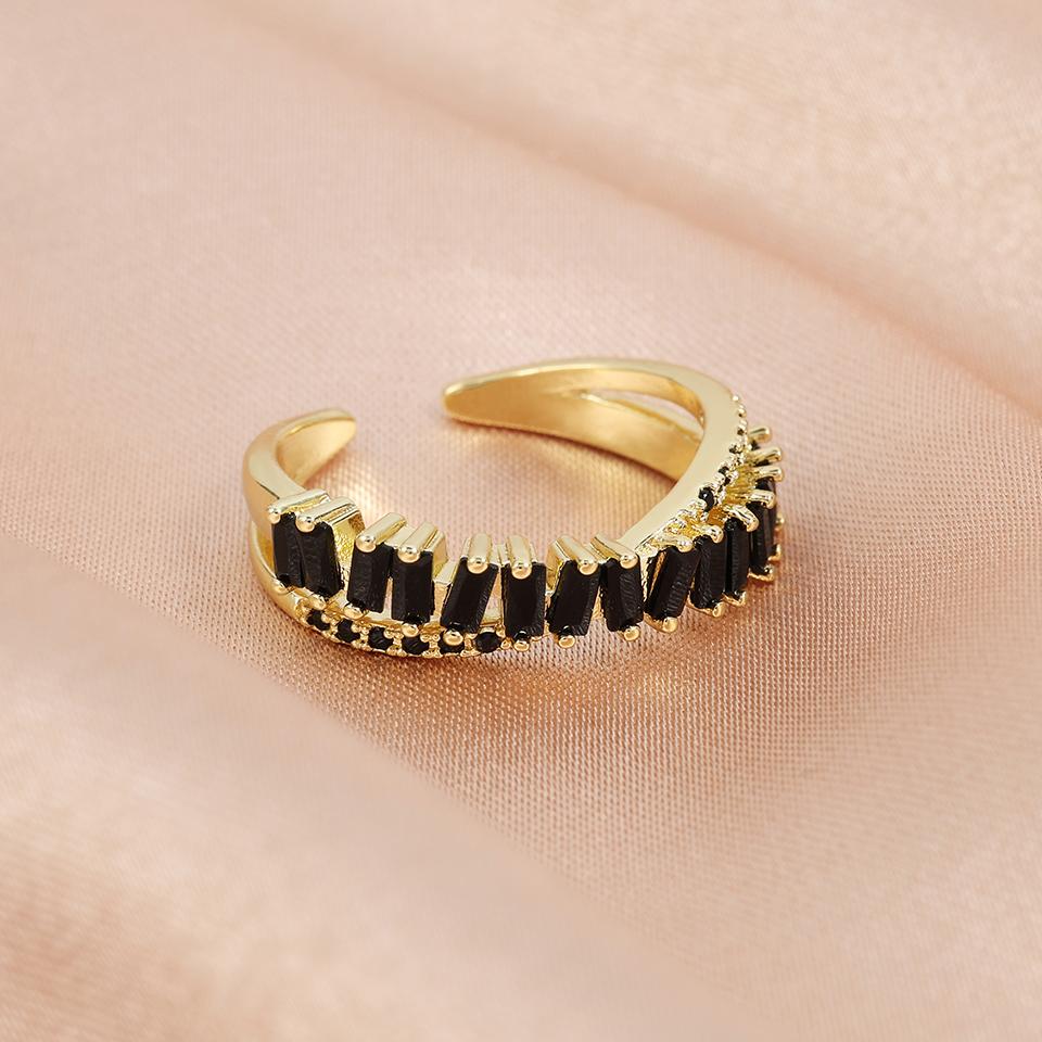 Luxury Zircon Shiny Chic Resizable Double Student Opening Rings for Woman Silver Color Gothic Finger Jewelry Wedding Party