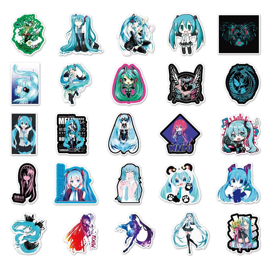 50 Cartoon Hatsune Miku Graffiti Aufkleber Gepäck Laptop Motorrad Auto Dekorative Aufkleber