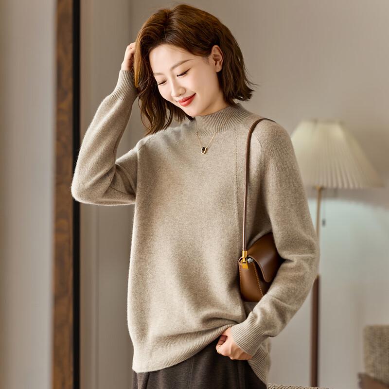 KAVON Women's 100% Cashmere Mock Neck Sweater