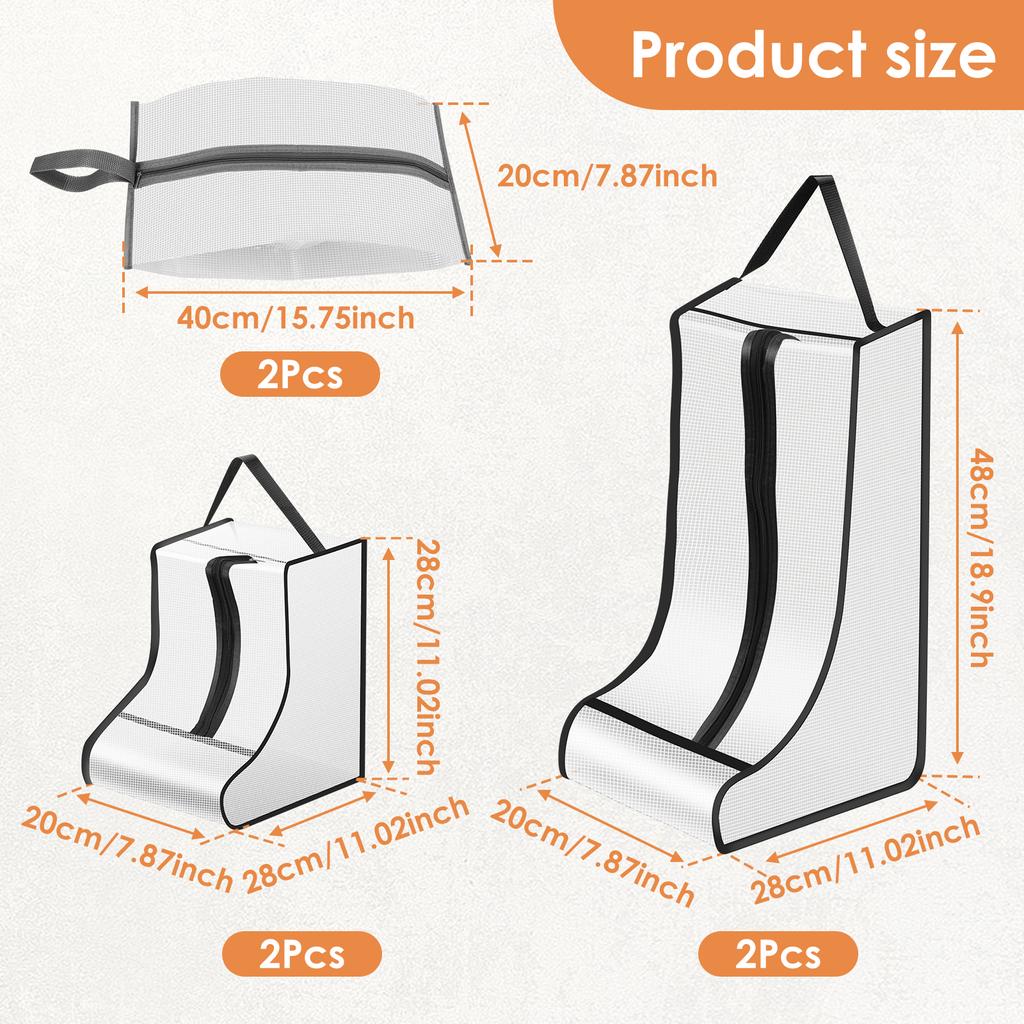 6Pcs Shoe Storage Bag Long Short Boot  Protection Cover Waterproof Dustproof Portable Travel Zipper Pouch Organizer