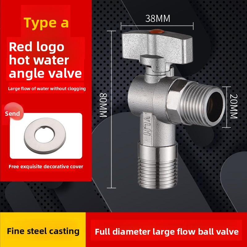 304 Stainless Steel Angle Valve Tee, Toilet, Water Heater, Extended, High Flow, 1/2 Inch, Shutoff