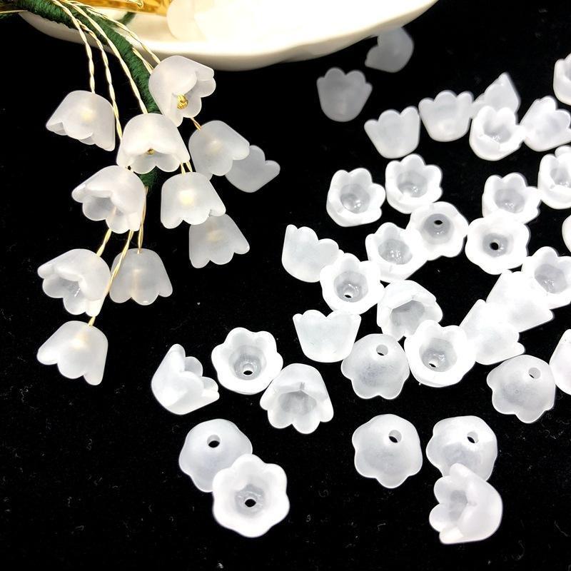 

200pcs Transparent Acrylic Beads Tulip Flower Lily of The Valley for Jewelry Making DIY Bracelet Necklace