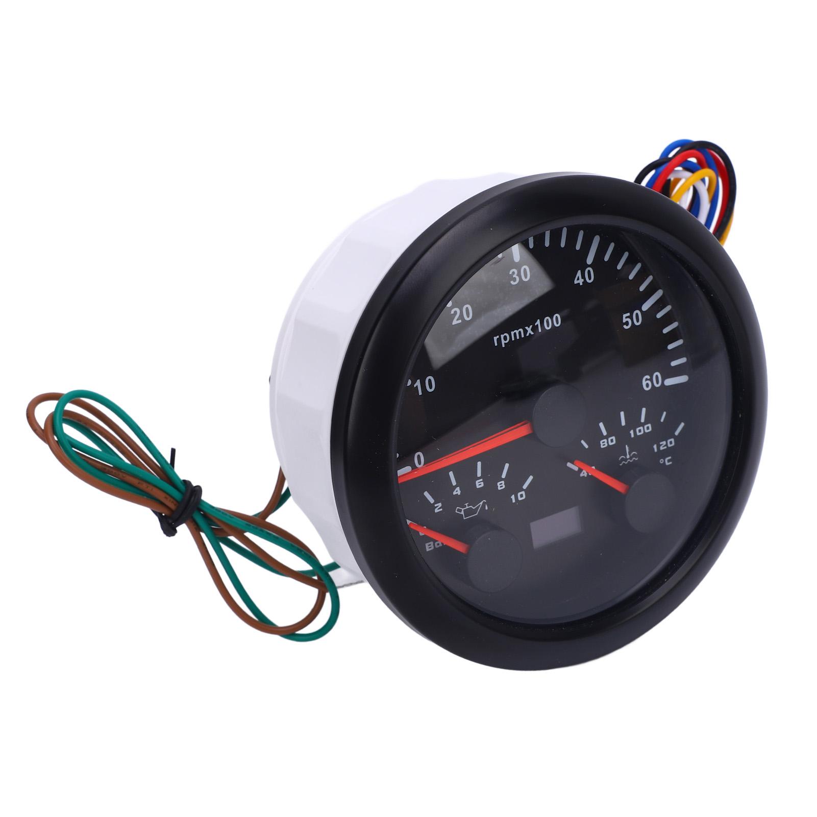 

3 В 1 85мм Тахометр DC 9 до 32В 6000 об/хв 0 до 10 бар Тиск масла 40 до 120 градусів Цельсія Температура води 7 кольорів підсвічування для