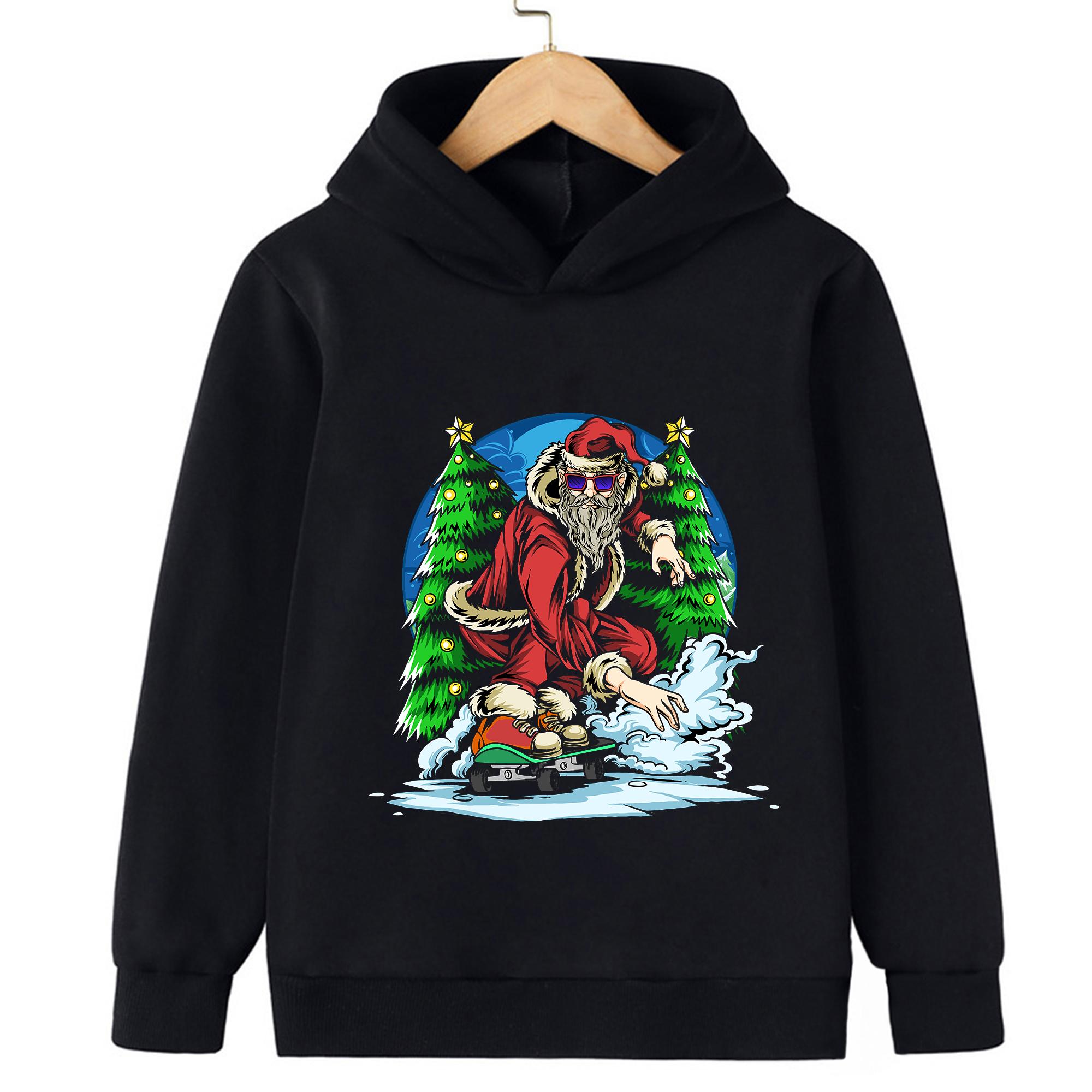 

Рождественский свитшот 2026 Прочный Смешной Санта Клаус Детский свитшот Худи для мальчиков и девочек Спортивный топ Счастливого Рождества 100