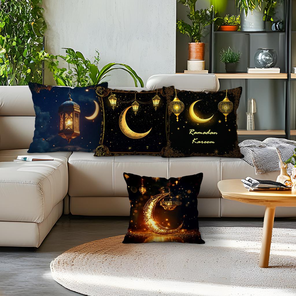 Ramadhan Festival Star And Moon Pattern Cushions Pillowcase Polyester Cushion Cover Throw Pillow Pillowcover Home Car Sofa Decor