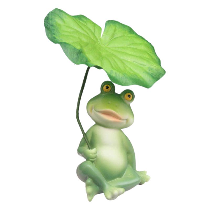Resin Frog Figurines Decor - Cute Umbrella Frog Statue For Outdoor/Indoor Garden, Funny Animal Sculpture Gift For Frog Enthusias