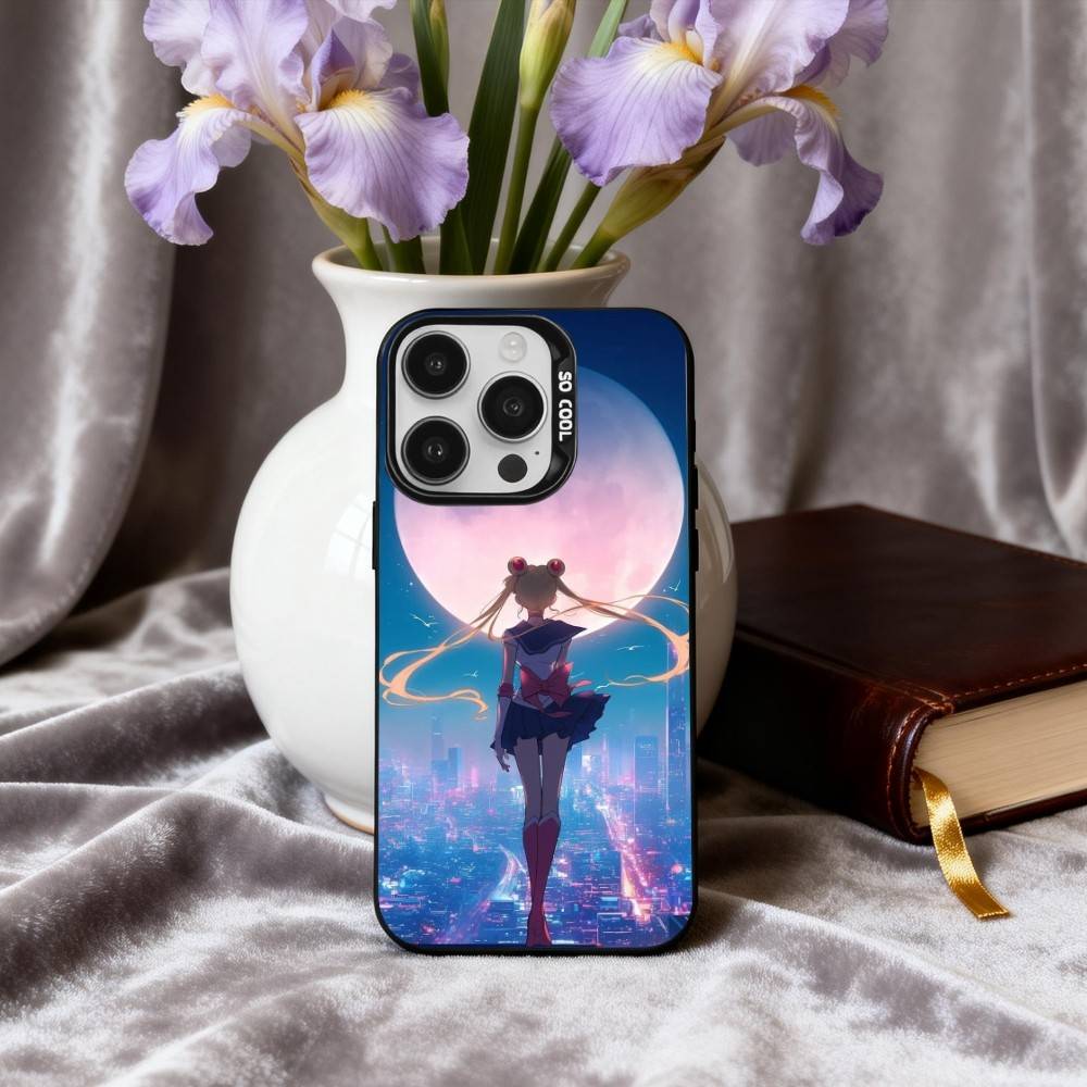 Sparkle Pastel S-Sailor M-Moons Phone Case For iPhone17,16,15,14,13,12,11 Plus,Pro Max Black Candy silver phone case