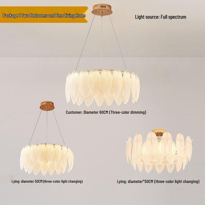 Modern French Cream Feather Pearl Chandelier - Stylish Post-Modern Living Room and Bedroom Lighting