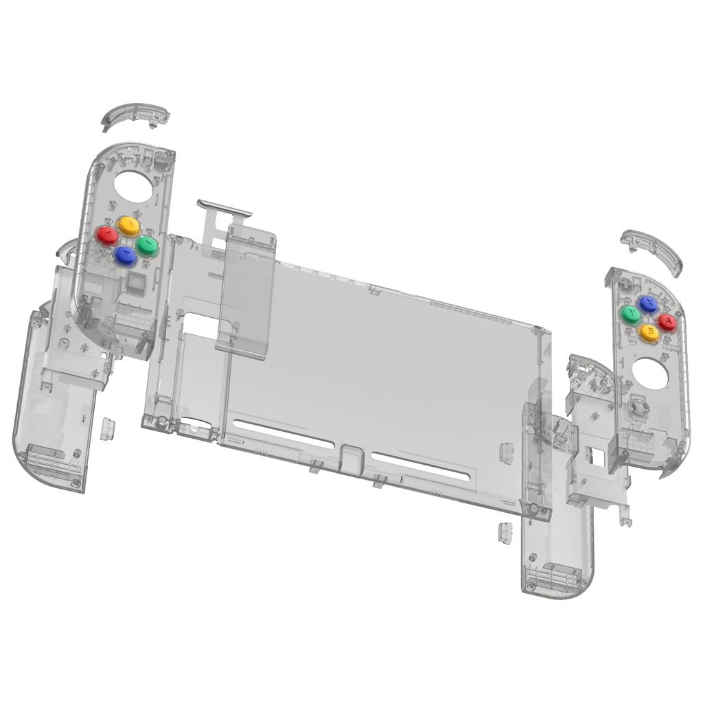 Anpassat DIY ersättningsskal för eXtremeRate bakplatta för Switch-konsol tillverkad av genomskinligt hållargrepp kontrollerhölje för komplett knappset