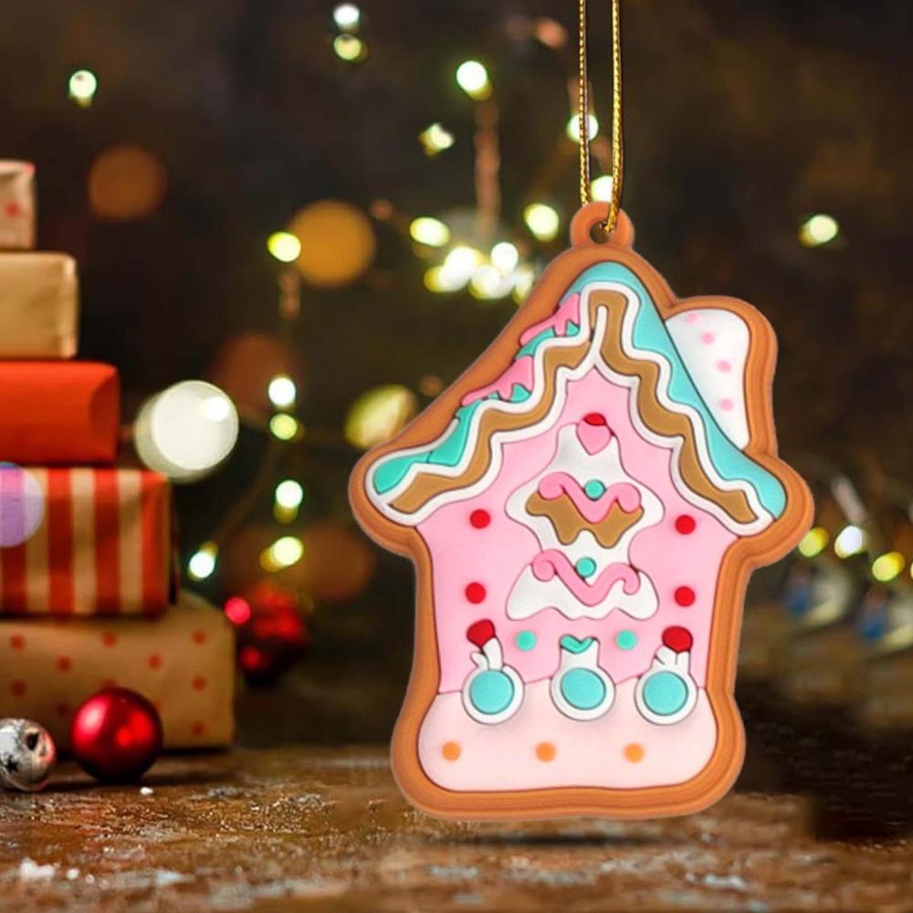 8/16Pcs Candy Color Christmas Gingerbread House Pendant Cabin Hanging Decoration  Navidad