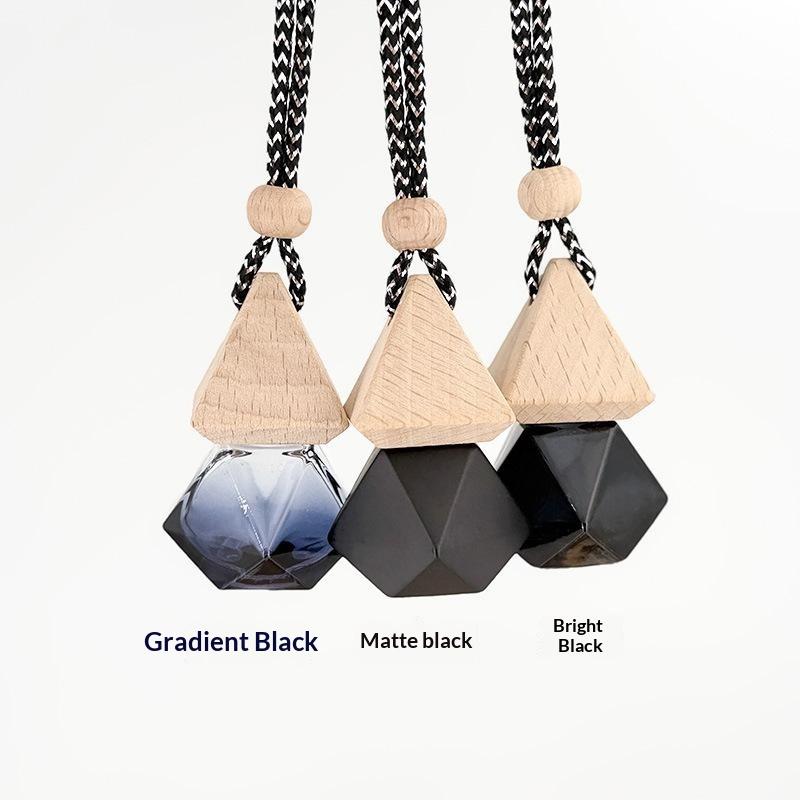 Mini Empty Triangle Cover Perfume Bottle 1Pcs Matte Black Refillable Portable Essential Oil Diffuser for Car Bag Carry