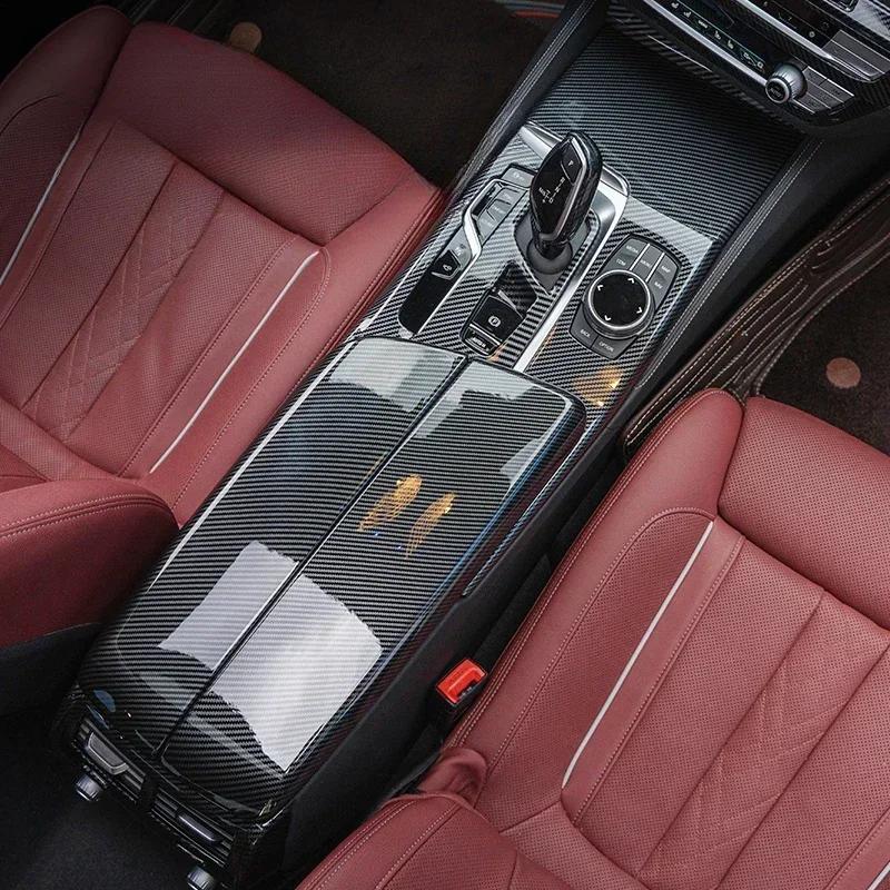 Für BMW 5er G30 G38 2018-2023 Kohlefaser Mittelkonsole Armaturenbrett Panel Abdeckung Zierleisten Aufkleber Innenraum Tuning Zubehör